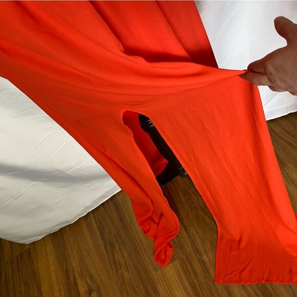 Show Me Your MuMu Women's Heather Halter High Neck Maxi Dress Large Coral Flowy - Picture 6 of 16